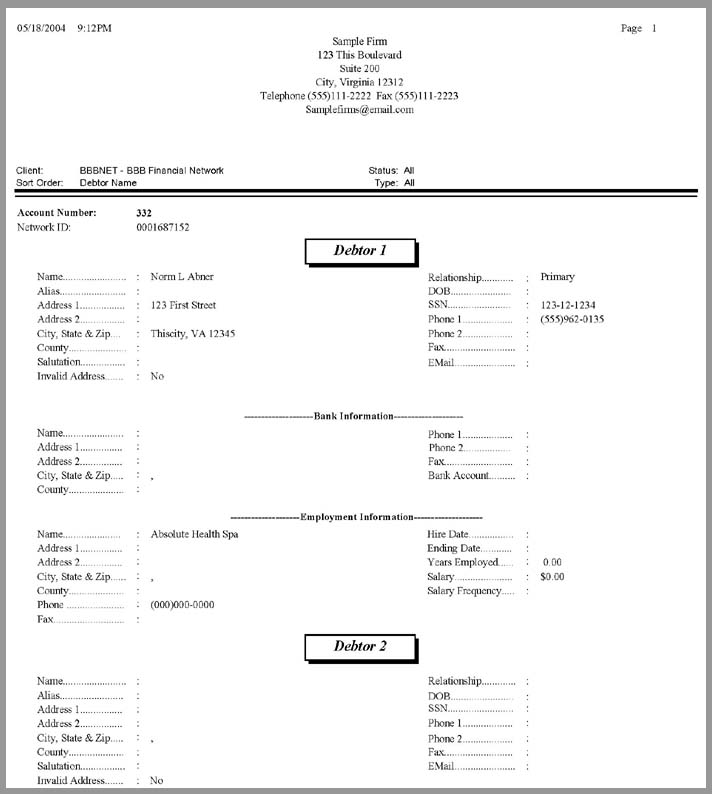 Debtors List